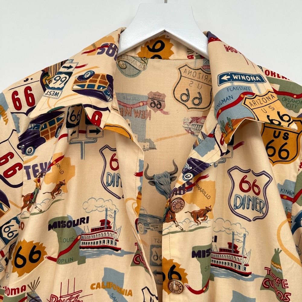 Handmade Highway US Route 66 Jacket Cardigan Size M L Road Trip Rockabilly Campy - Picture 3 of 10